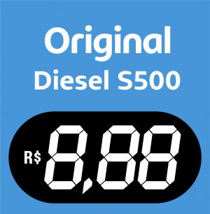 Placa Ponta de Ilha Diesel S500 Vinil 0.10mm Aplicado em chapa de P.S 1mm com fita dupla face no verso 49x50cm 4x0  Corte Reto 